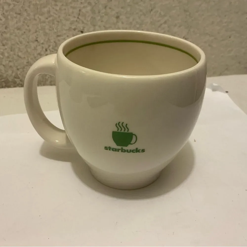 Vintage Starbucks Barista White Coffee Mug Cup Green Logo 2003